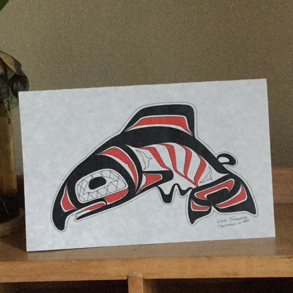 Artwork fish tribal cabin lodge salmon Mother Nature totem pole father day